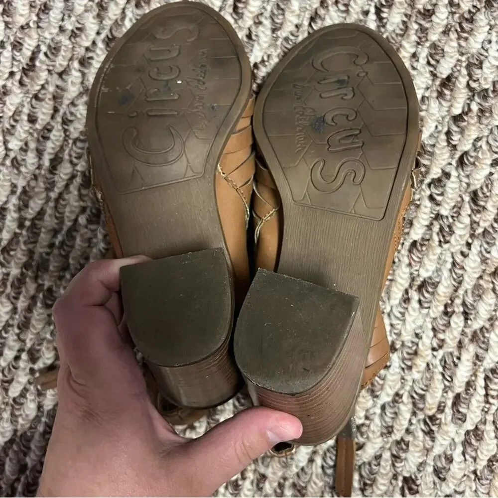 Circus by Sam Edelman Brown Strappy Booties Ankle Boots Size 8